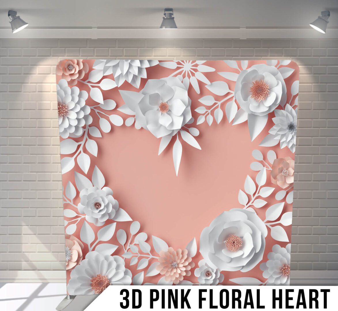 3D Pink Floral Heart